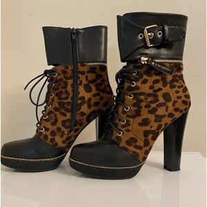 Leopard Print Platform Booties